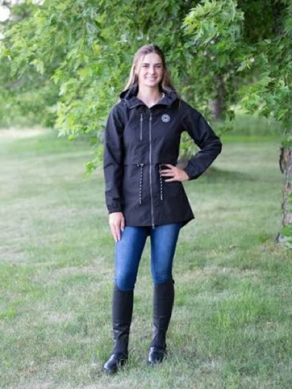 OEQ Equestrian Ladies Envy Waterproof Rain Jacket Black Medium